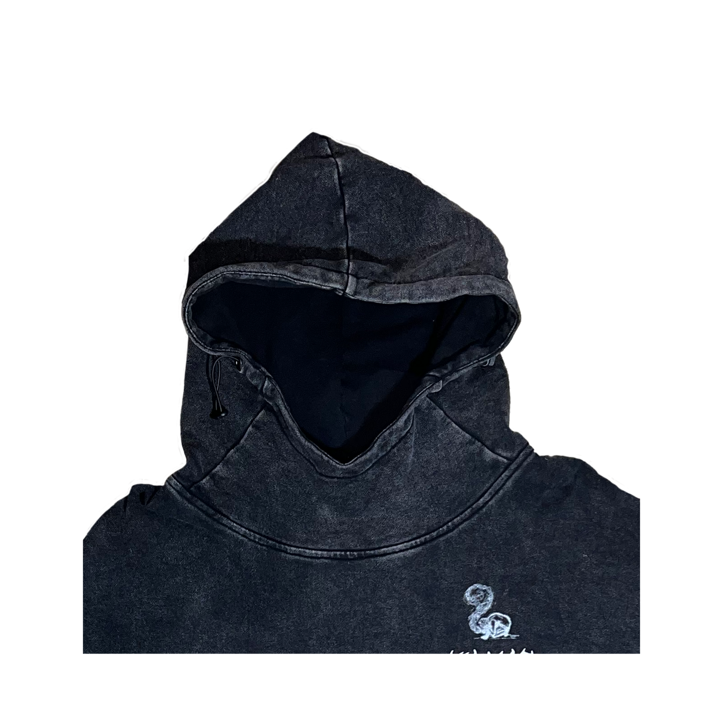 Puff Print Black Acid Washed nofear Hoodie